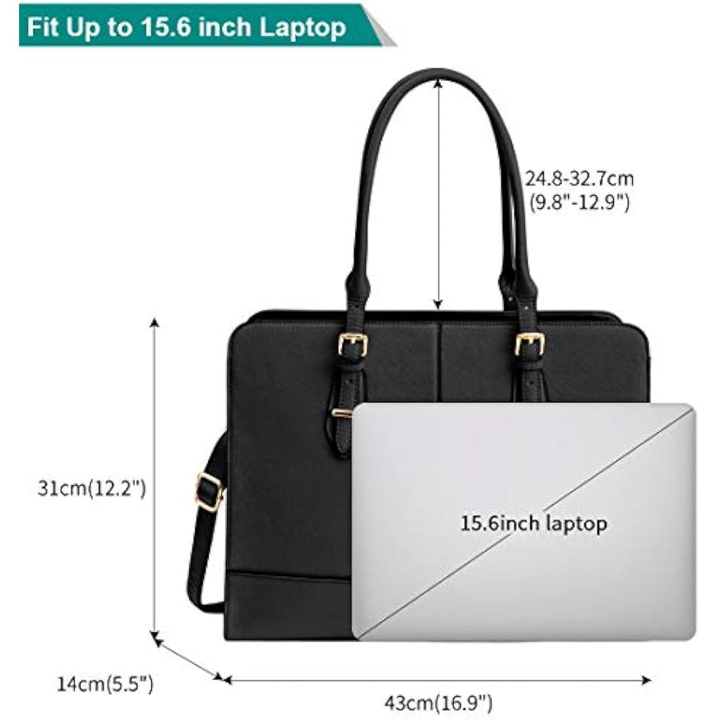 Leather Laptop Bag for Women | 15.6 inch Work Tote Handbag