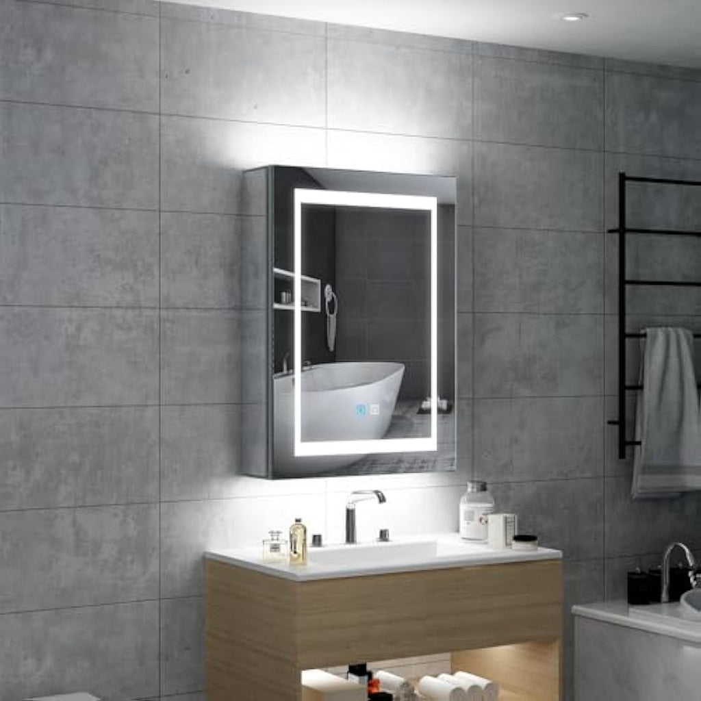 Tokvon LED Bathroom Mirror Cabinet | Anti-Fog with Shaver Socket | 500x700mm