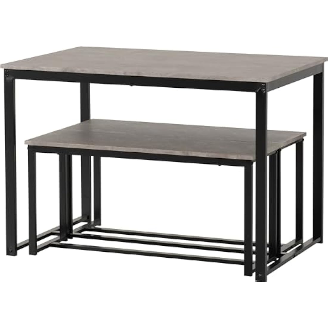 Seconique Lincoln 3 Piece Dining Bench Set | Stone Effect & Black