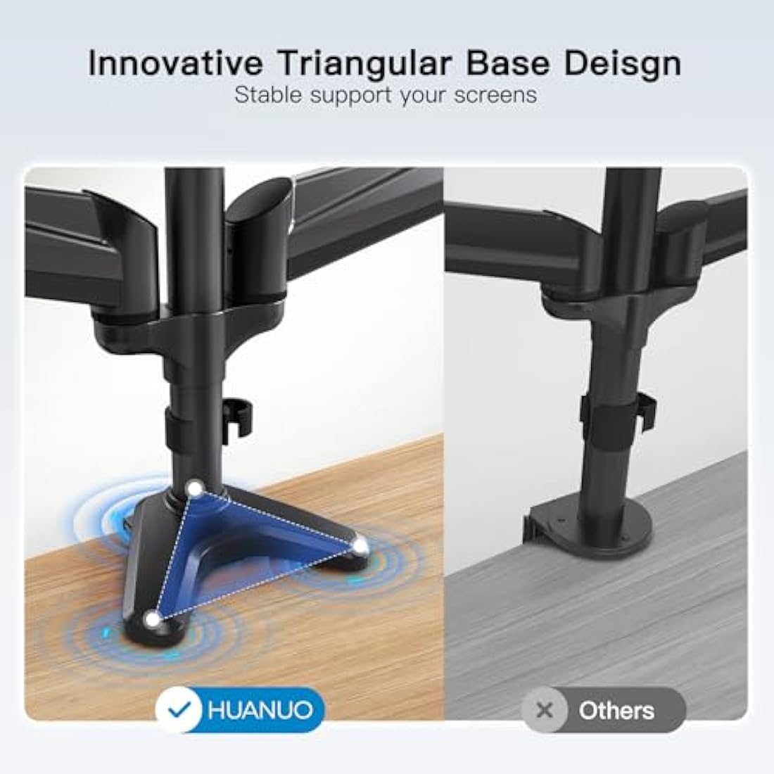 HUANUO Triple Monitor Stand | Gas Spring Desk Mount for 17-32 Inch Screens