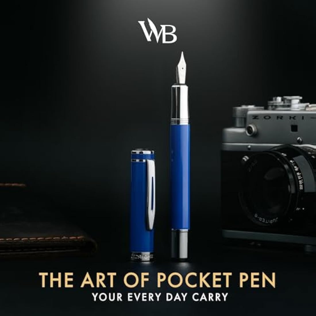 Wordsworth and Black Mini EDC Fountain Pen | Blue Pocket Pen with Medium Nib