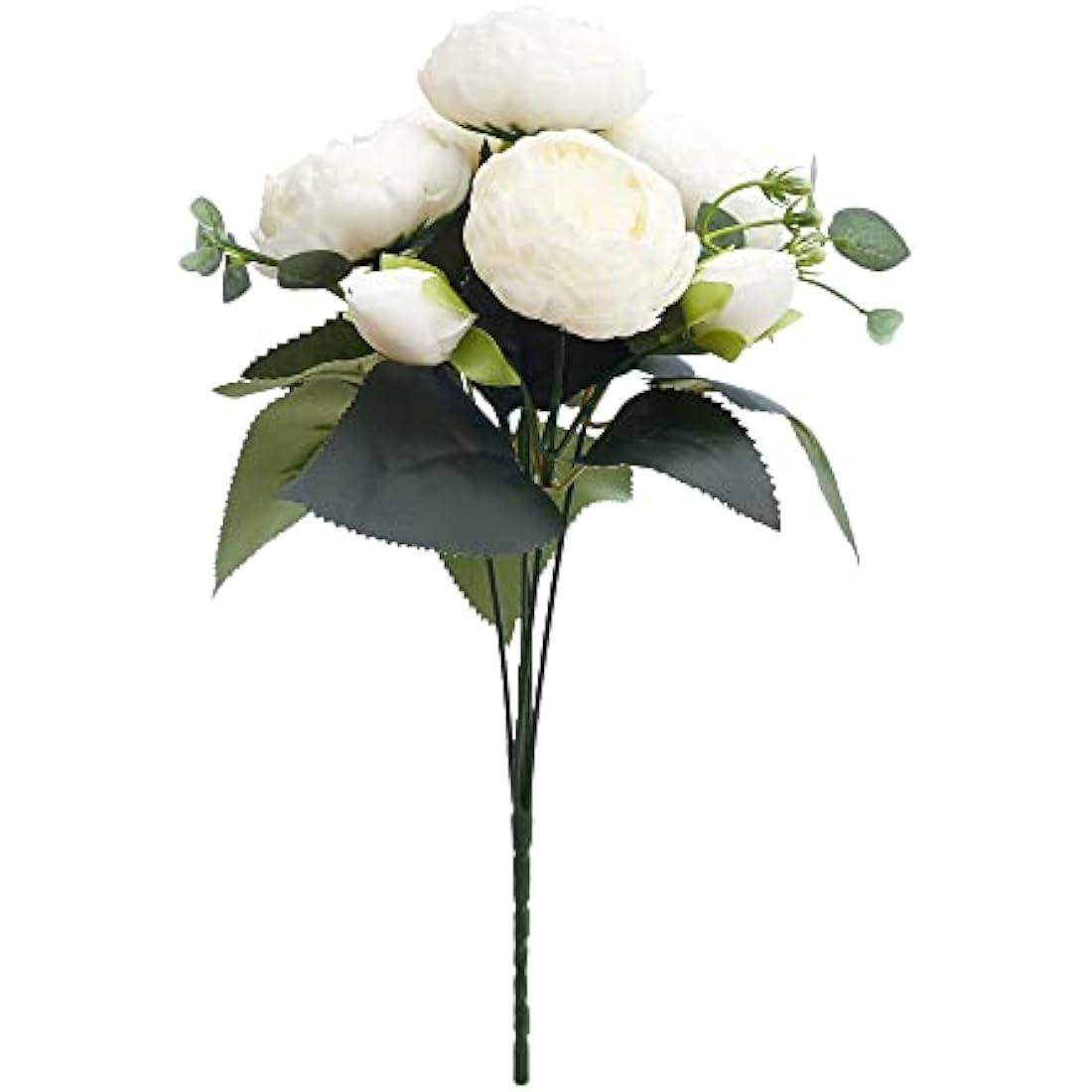 Silk Peony and Tea Rose Artificial Bouquet - Milk White