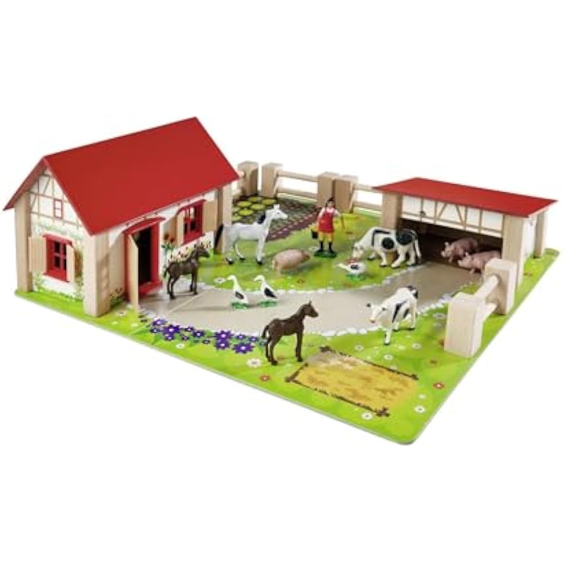 Eichhorn Wooden Farm Toy Set – 21-Piece Educational Playset with Figures