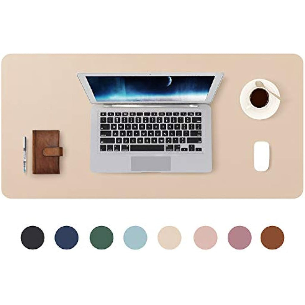 DOBAOJIA Large PU Leather Desk Pad - Waterproof Mouse Mat, Beige