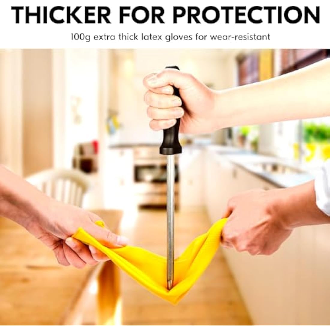 Vgo Reusable Rubber Dishwashing Gloves – Extra Thick Long Sleeve Kitchen