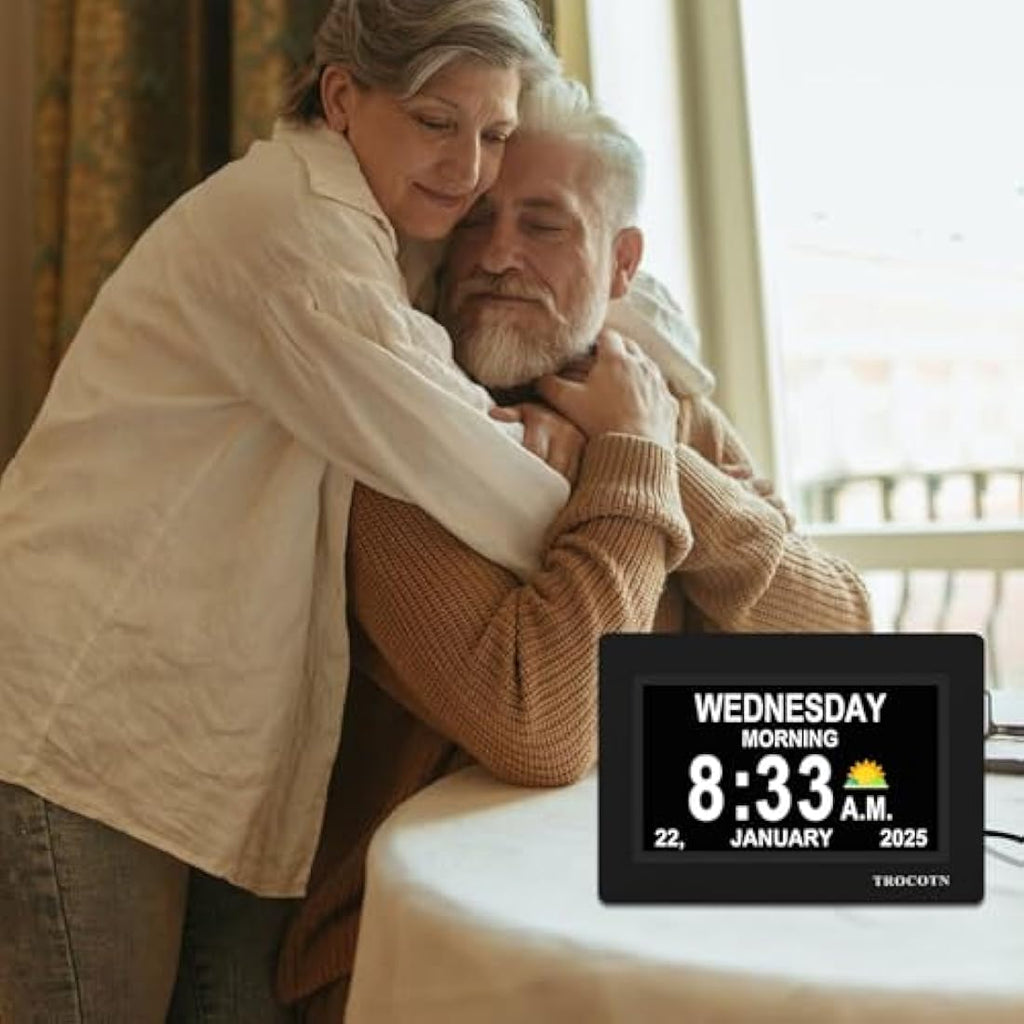 TROCOTN 7-Inch Digital Calendar Clock for Elderly – Large Day Date Display