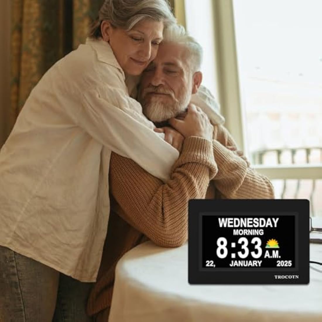 TROCOTN 7-Inch Digital Calendar Clock for Elderly – Large Day Date Display