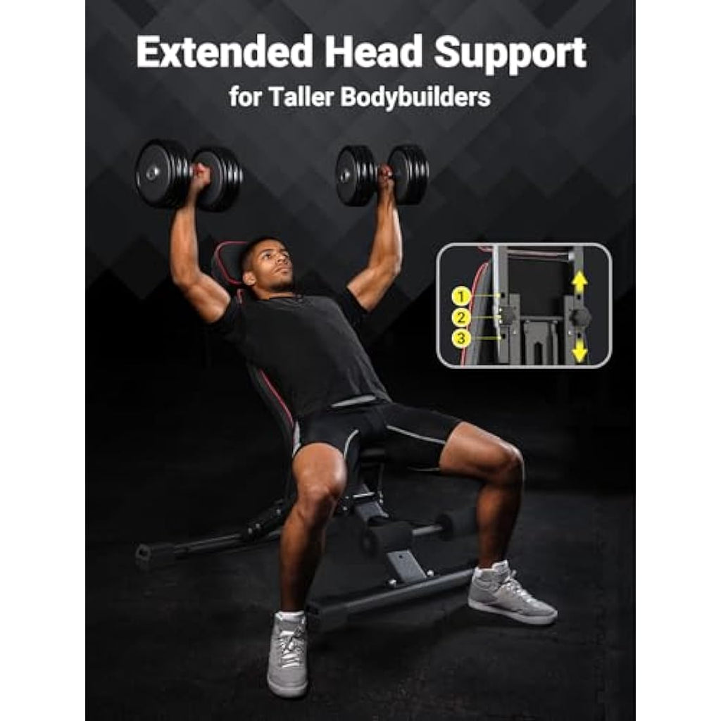 YOLEO Adjustable Weight Bench - 880LB Foldable Workout Bench for Home Gym