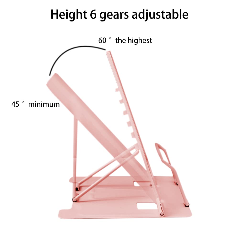 Book Stand, Multifunctional Metal Book Holder for Reading Pink2