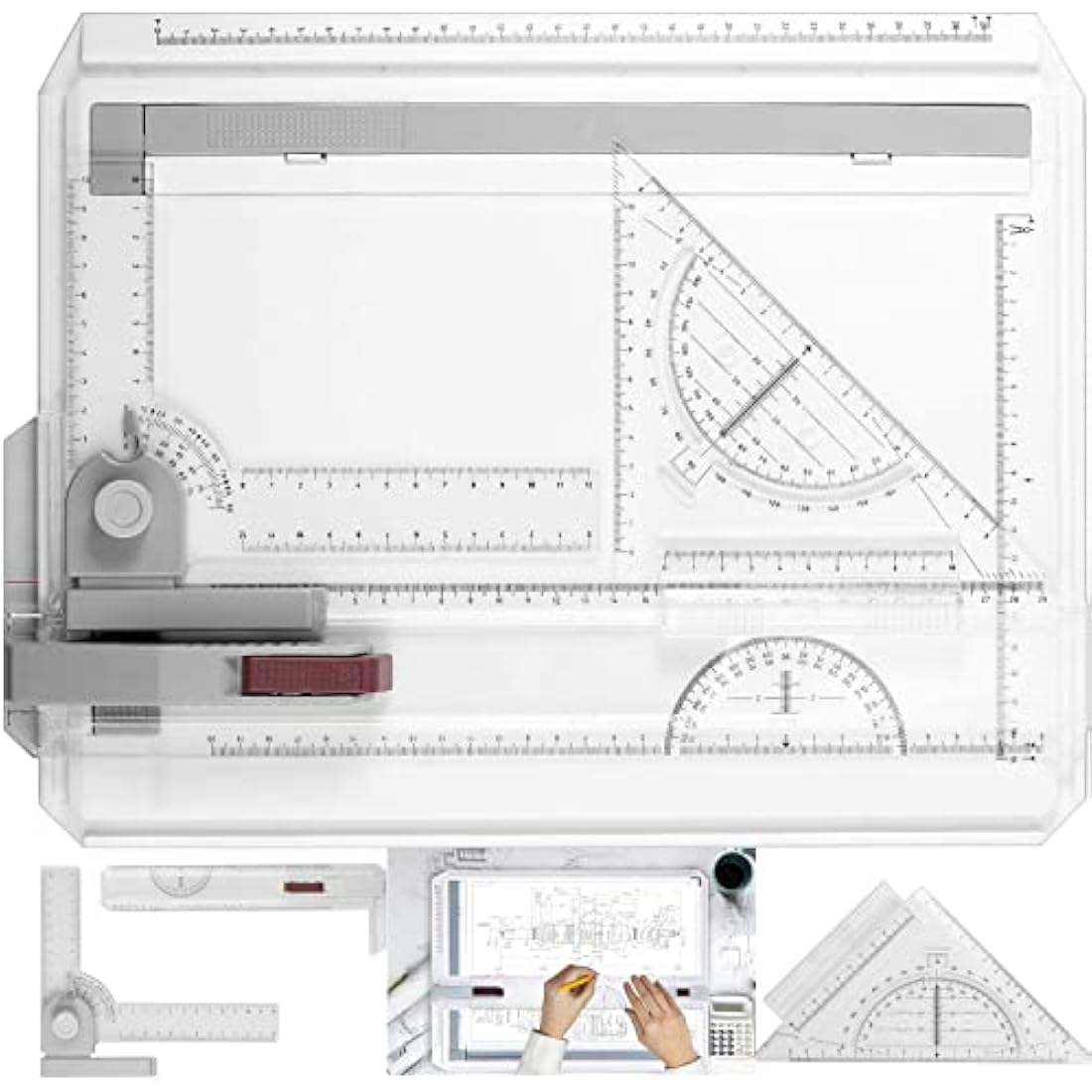 eSynic A4 Drawing Board Set | Adjustable Drafting Table with T-Square