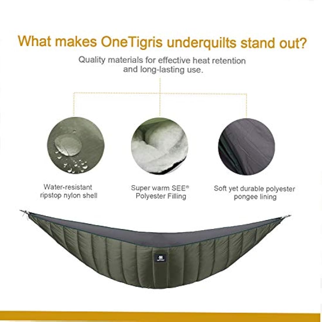 OneTigris Night Protector Hammock Underquilt – 4 Season Ultralight 800g