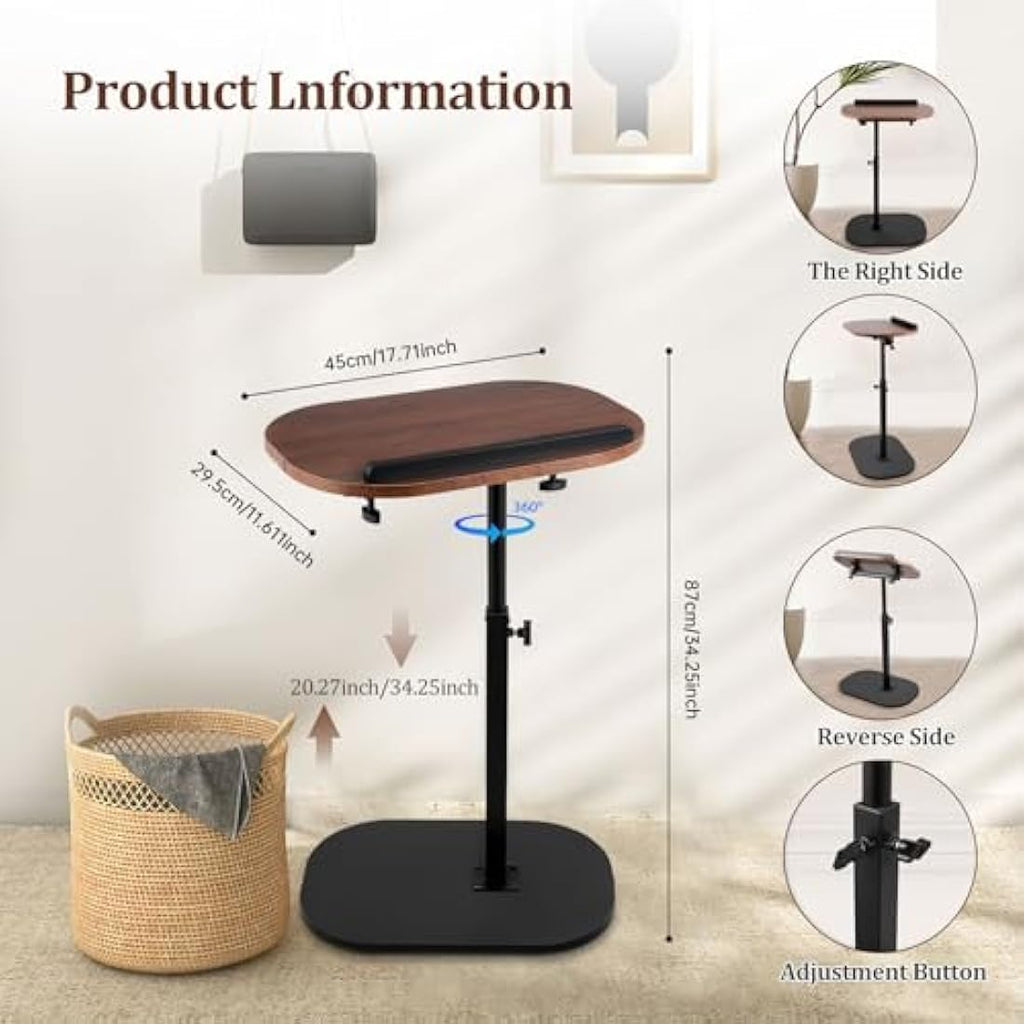 C Shaped Side Table – Height Adjustable 360° Swivel End Table