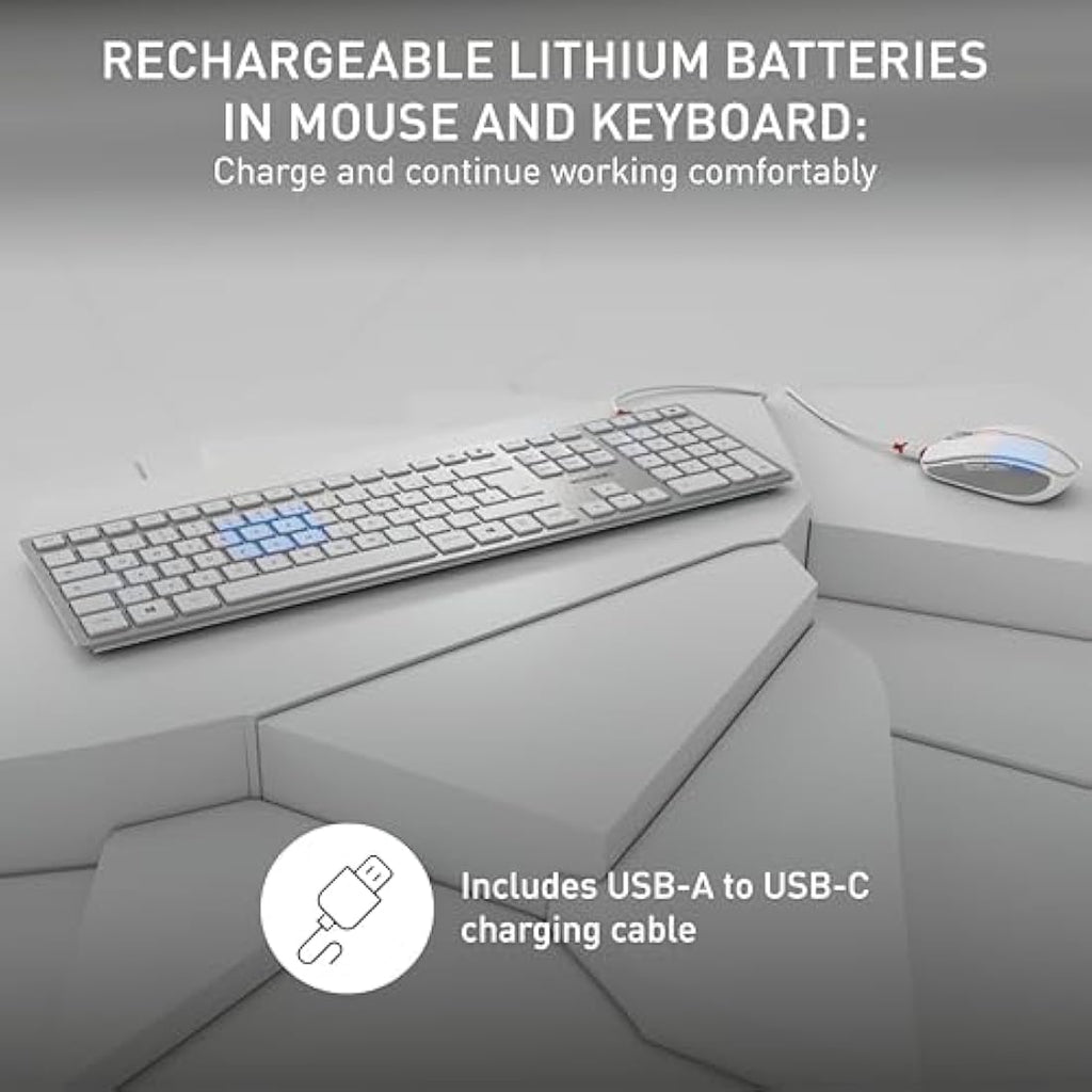 CHERRY DW 9100 SLIM Wireless Desktop Set | Bluetooth & 2.4GHz | Silver