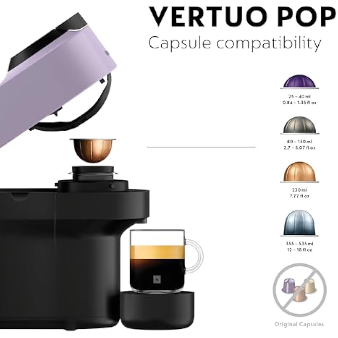 Nespresso Krups Vertuo Pop Coffee Pod Machine | Lilac | Wi-Fi Enabled