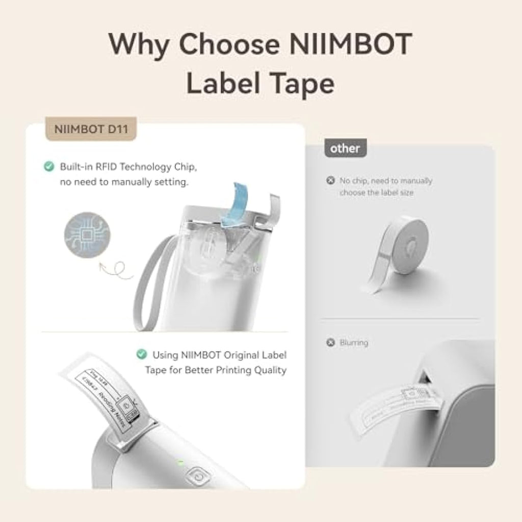 NIIMBOT D11 Thermal Label Tape – Waterproof PET Cable Stickers, 12x75mm