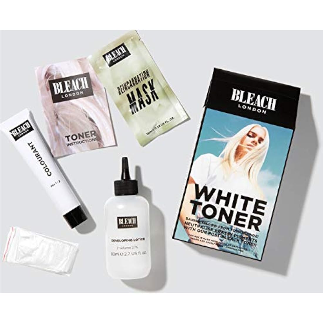 Bleach London Silver Shampoo, Conditioner & White Toner Hair Kit
