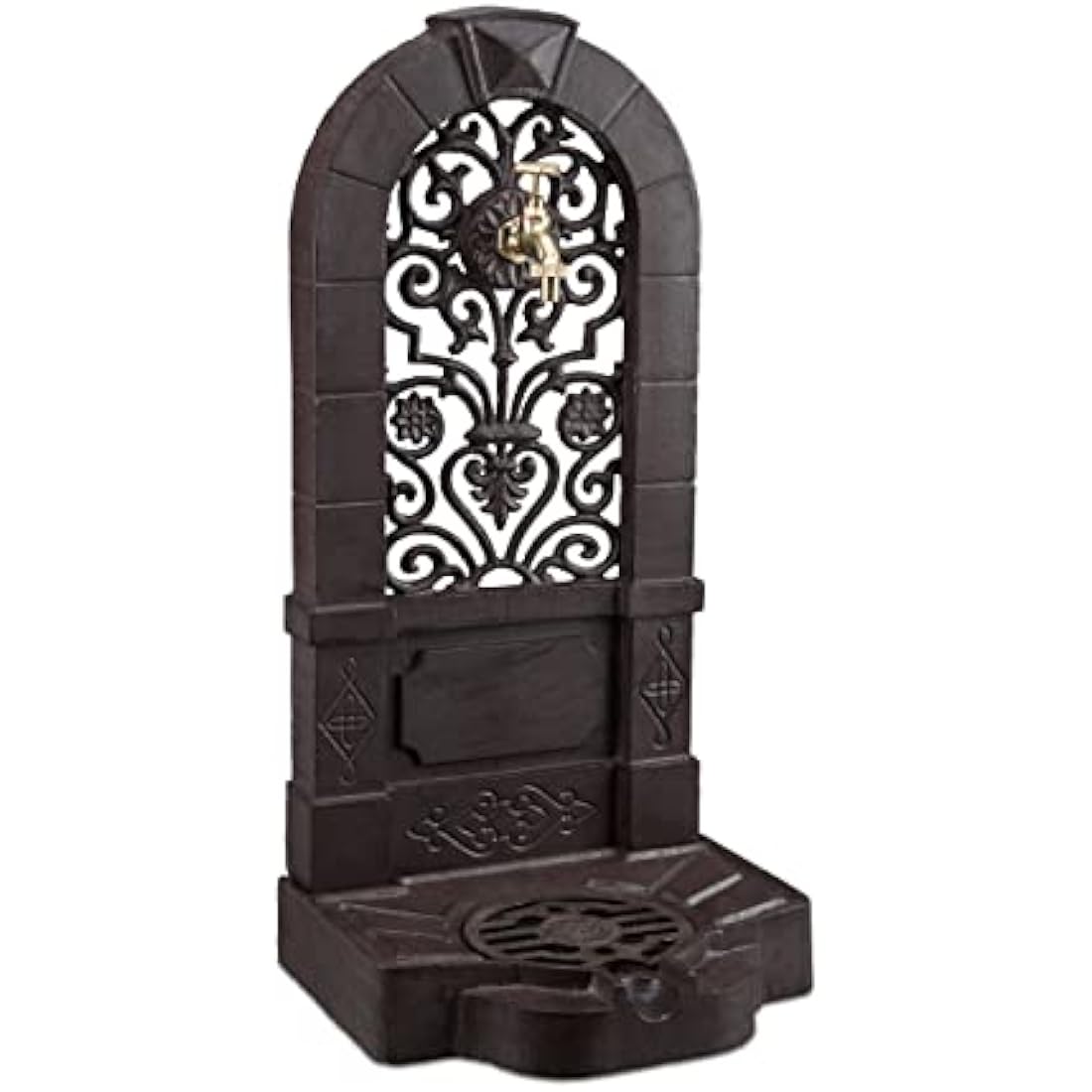 Jolof Store Antique Garden Water Fountain – Cast Aluminium Basin, Brown