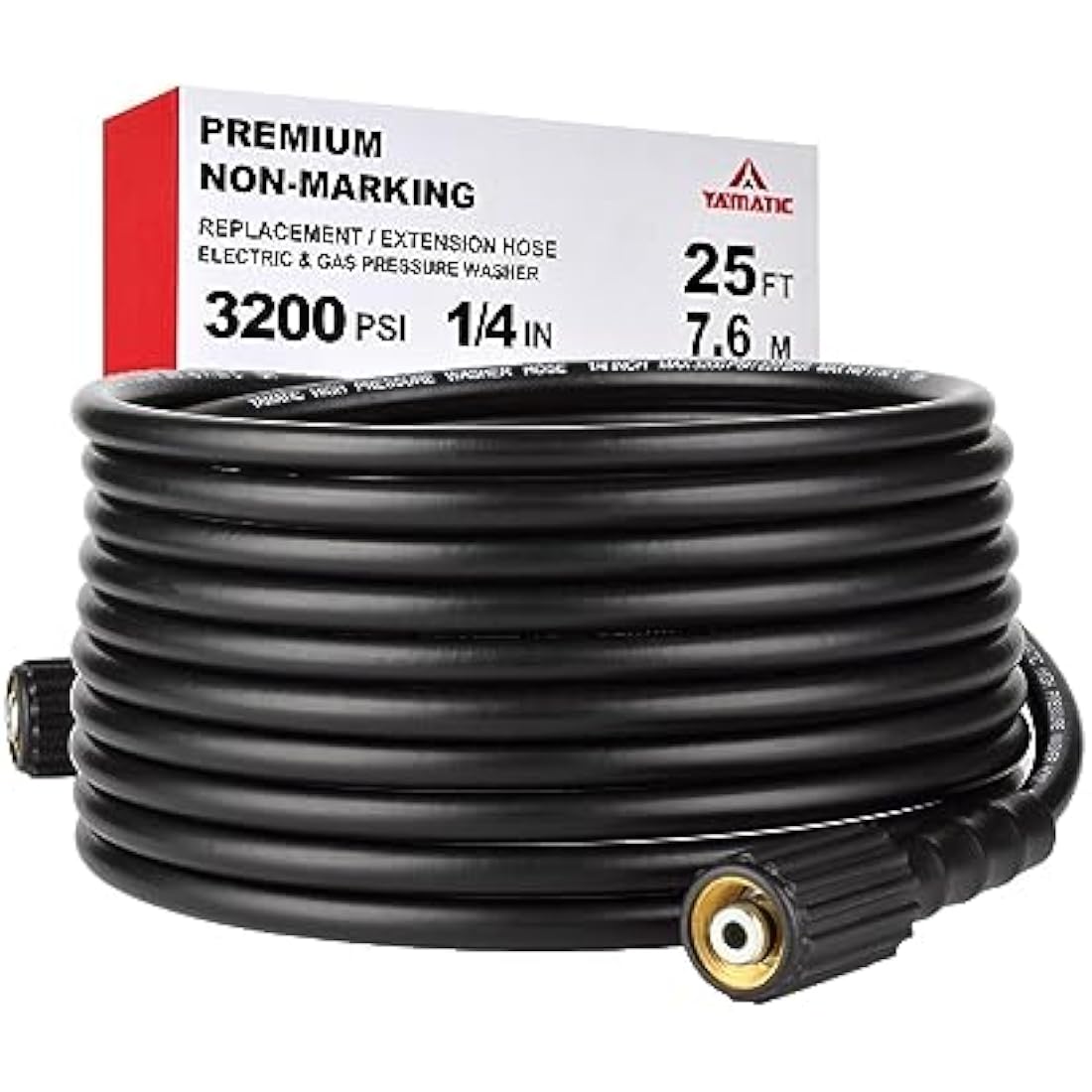 YAMATIC M22 Pressure Washer Hose | 25FT Kink Resistant 3200 PSI Replacement