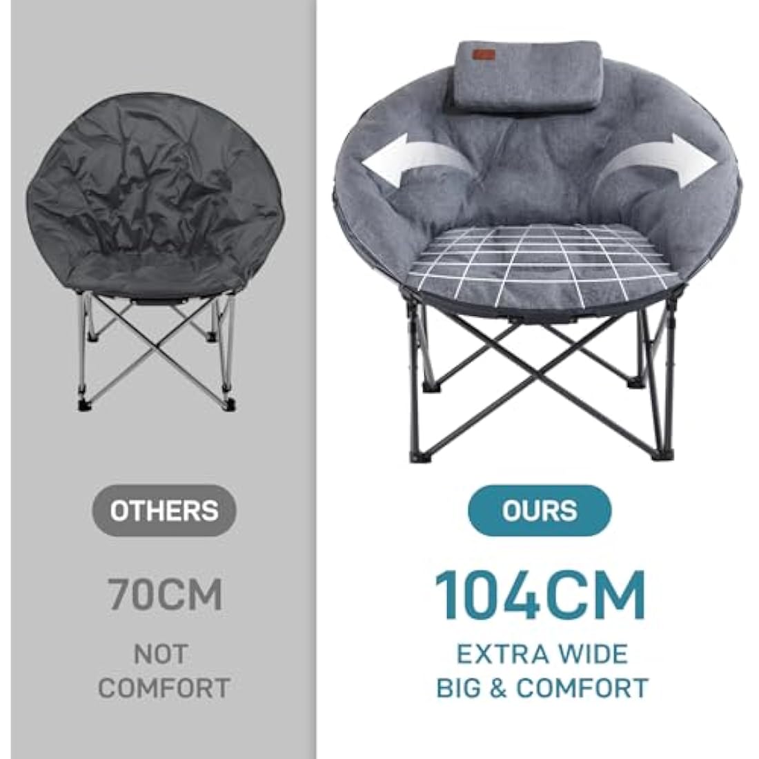 EVER ADVANCED XL Moon Chair – Heavy Duty Padded Folding Camping Chair
