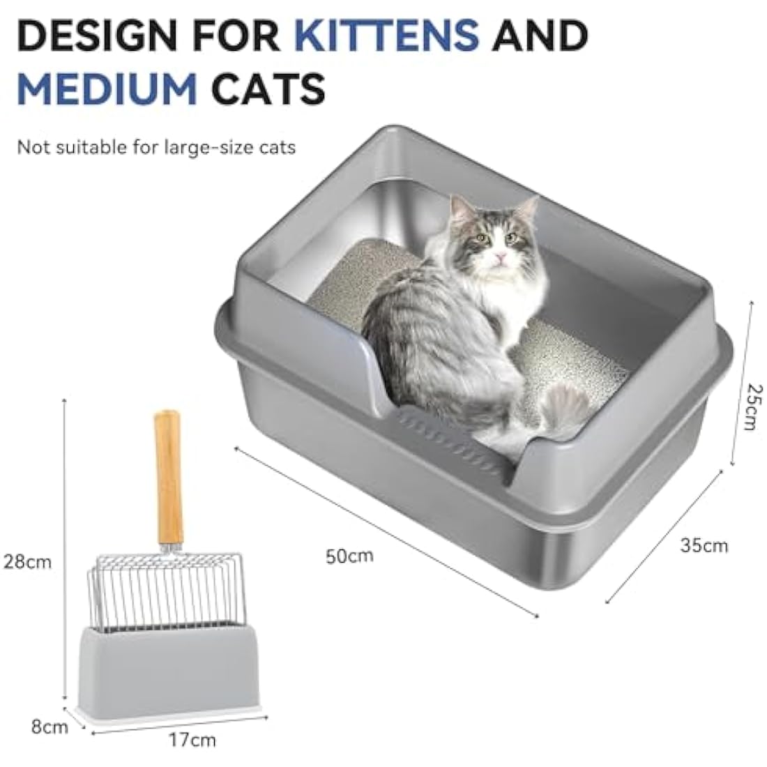 Stainless Steel Cat Litter Box – High Sided Metal Tray