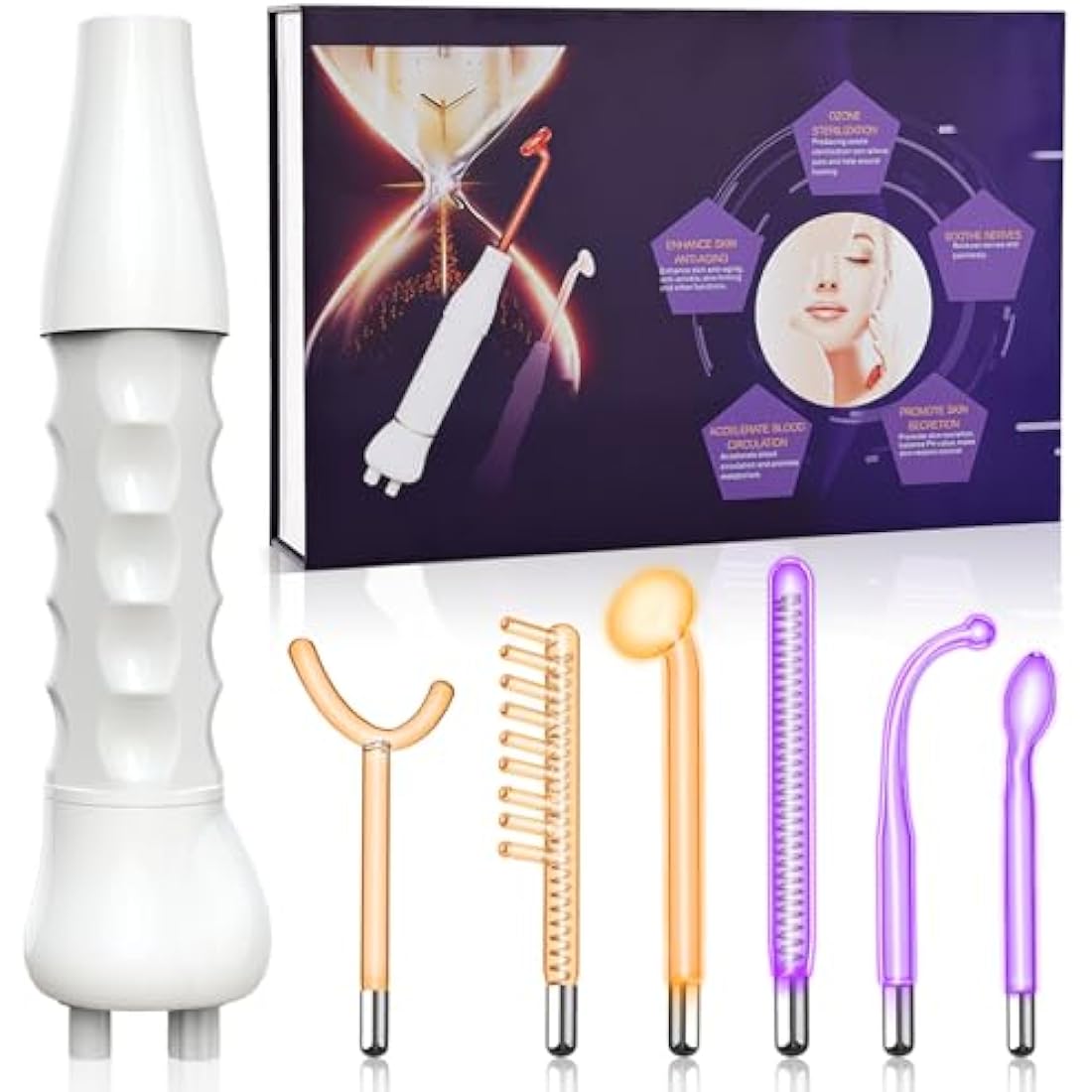 iklestar High Frequency Facial Machine | 6-Tube Hair Growth Wand Kit