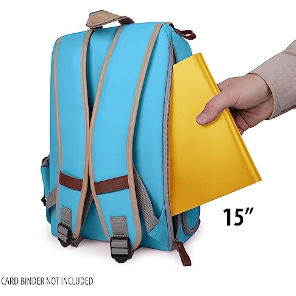 ENHANCE Trading Card Backpack - Blue Canvas TCG Bag with Playmat Holder