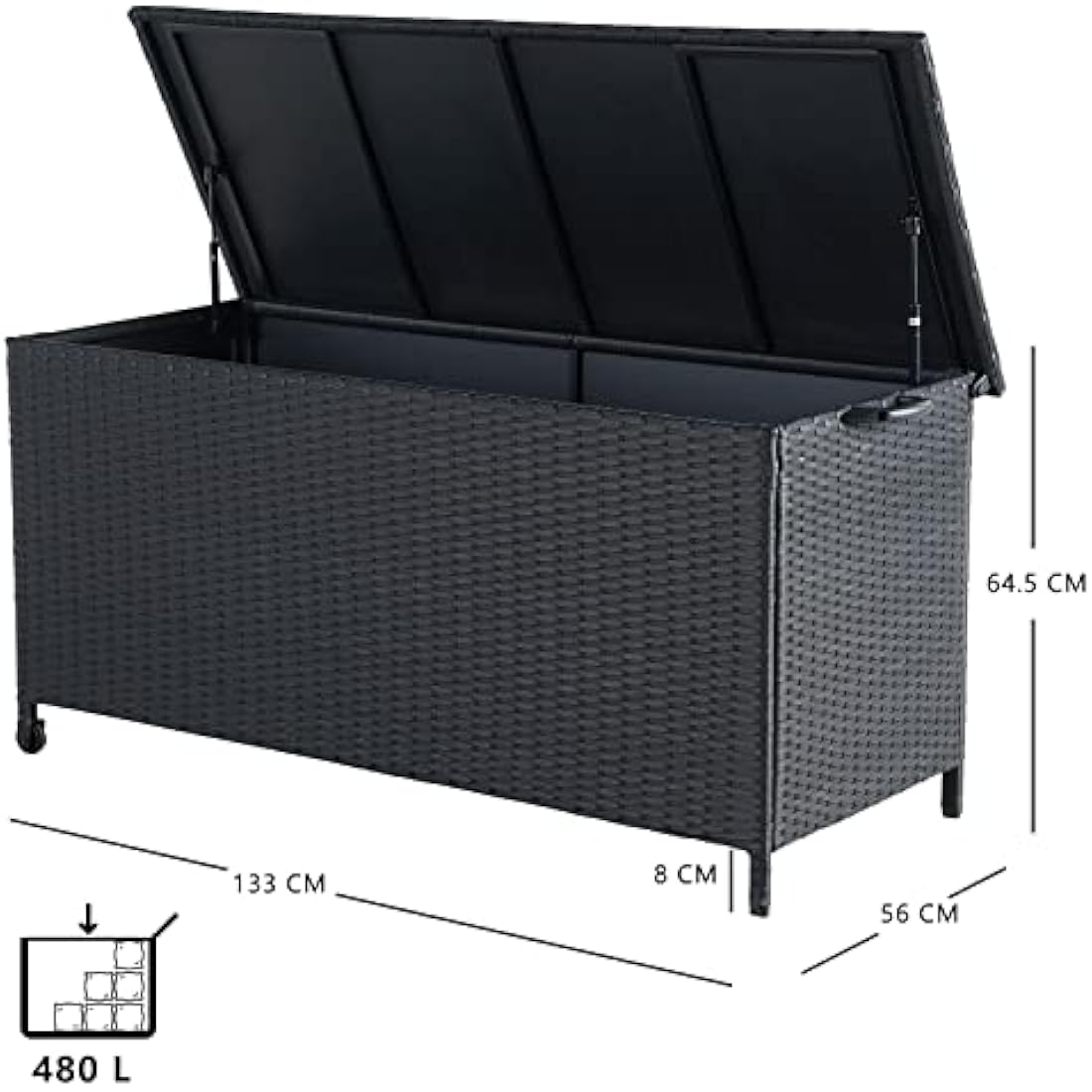 Grand patio 480L Outdoor Deck Box | Wicker Storage Bin with Wheels