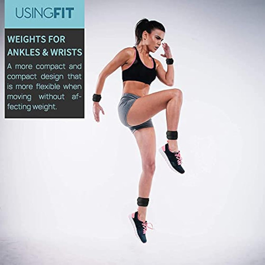 USINGFIT Adjustable Ankle and Wrist Weights Pair for Fitness – 1kg-4kg