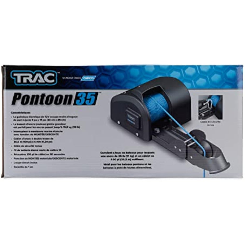 TRAC-Outdoor Pontoon 35 Electric Anchor Winch - 12V Marine Gear Motor