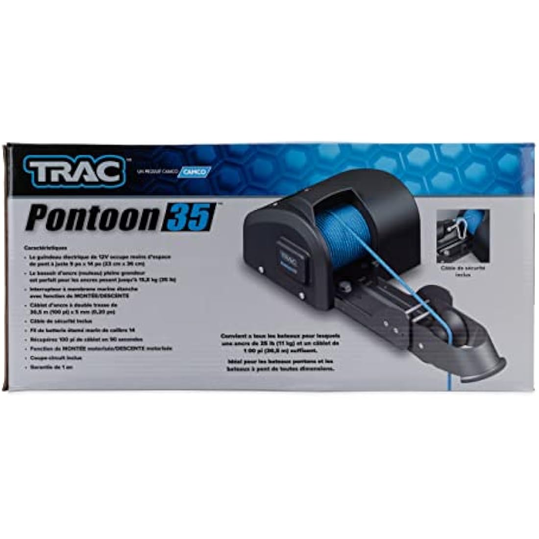 TRAC-Outdoor Pontoon 35 Electric Anchor Winch - 12V Marine Gear Motor