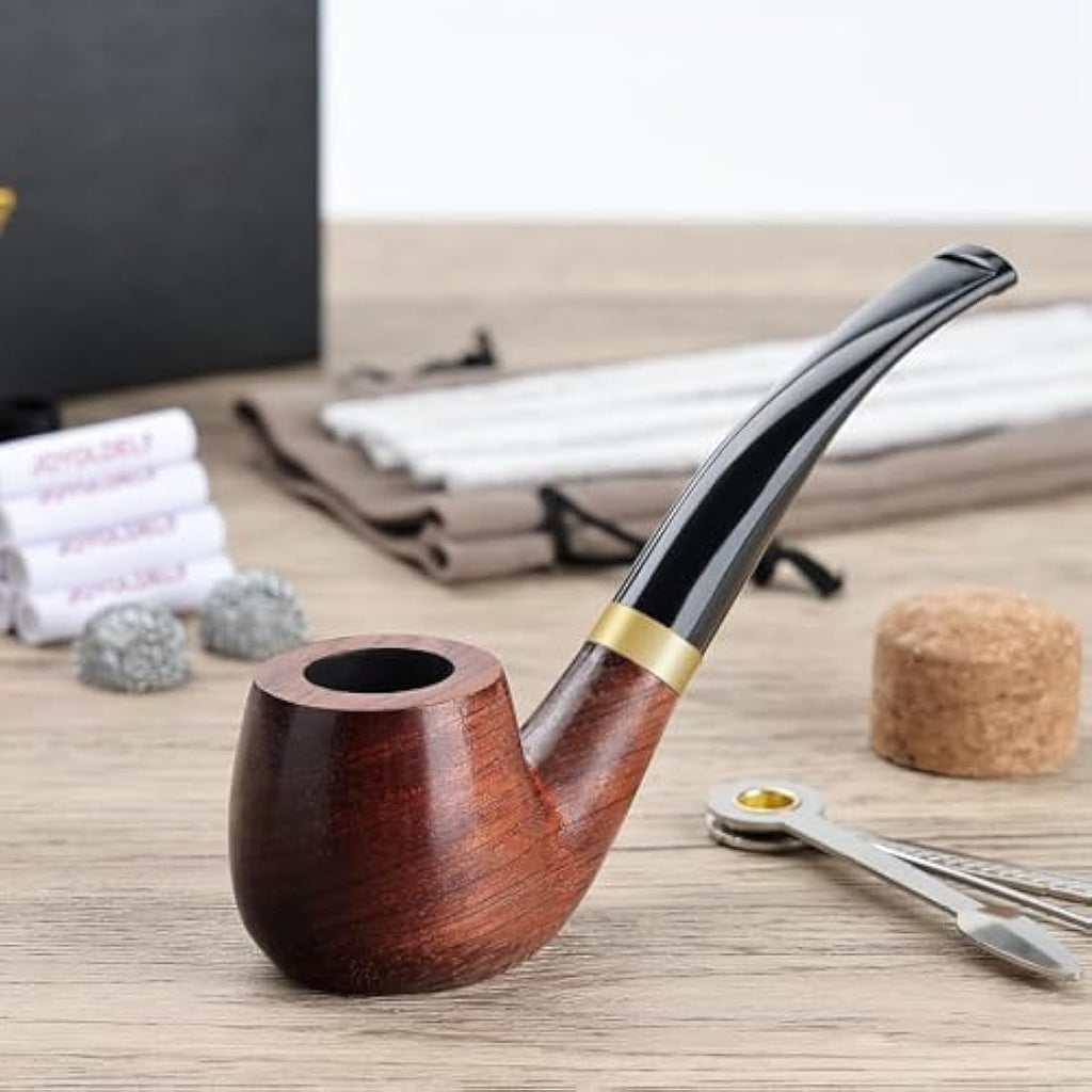 Rosewood Tobacco Pipe – Handmade Flat Bottom Smoking Set