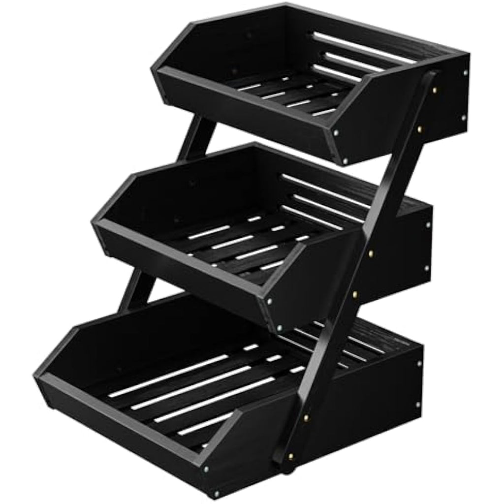 CALM COZY 3-Tier Bamboo Fruit Basket | Countertop Vegetable Storage Rack