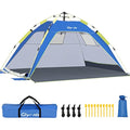 Glymnis Pop Up Beach Tent | 3-4 Person UV Protection Sun Shelter