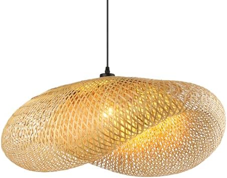 Jolof Store Handwoven Bamboo Straw Hat Pendant Light – 100cm Vintage Shade