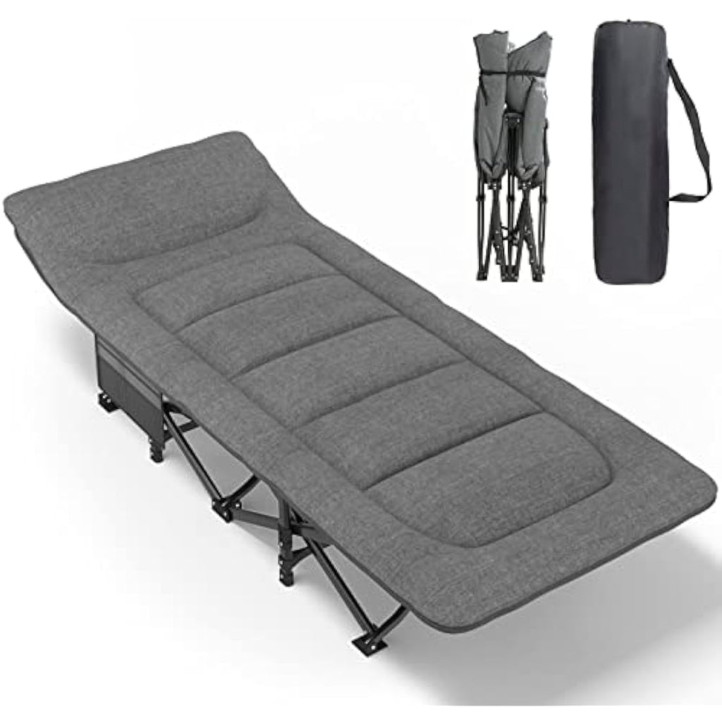 ATORPOK Folding Camping Cot with Cushion and Pillow – Heavy Duty 450lbs
