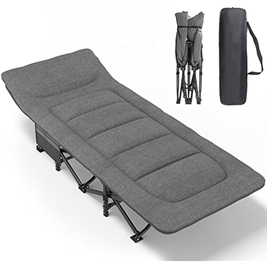 ATORPOK Folding Camping Cot with Cushion and Pillow – Heavy Duty 450lbs