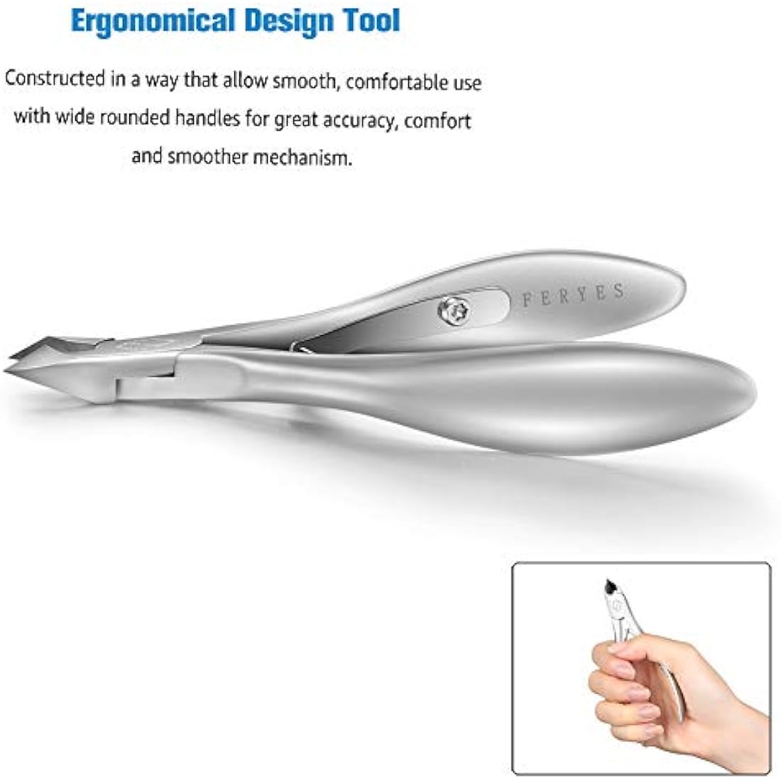 FERYES Cuticle Nippers – Professional Stainless Steel 1/2 Jaw Trimmer
