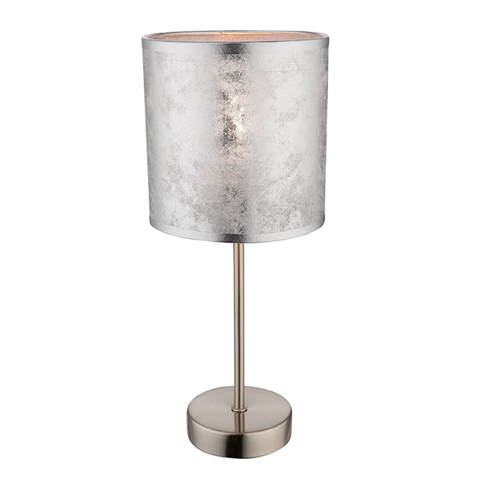 Amy I Table Lamp – Nickel Matt with Silver Textile Shade