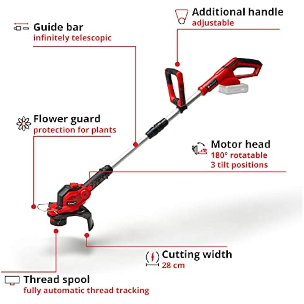 Einhell 18V Cordless Grass Trimmer – 28cm Lawn Edger (GE-CT 18/28 Li Solo)