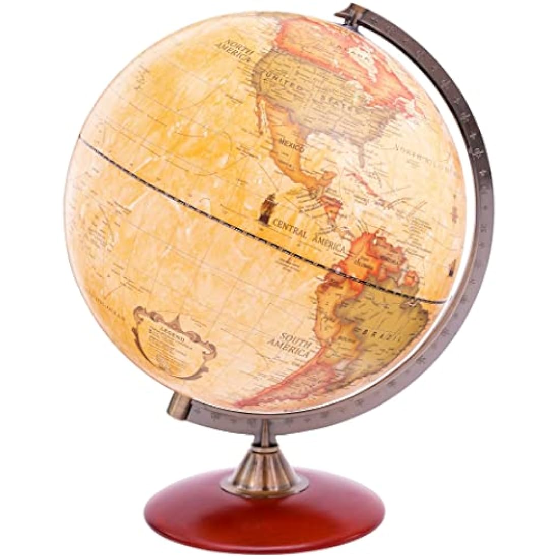 Exerz 30cm Antique World Globe | Rotating Vintage Map with Wood Base