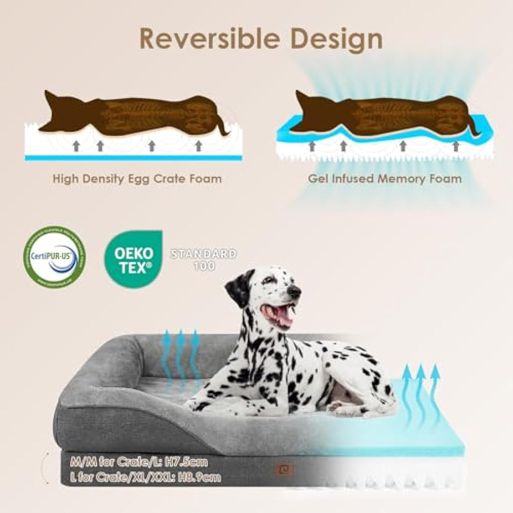 EHEYCIGA Orthopedic Memory Foam Dog Bed – Large Waterproof Pet Sofa