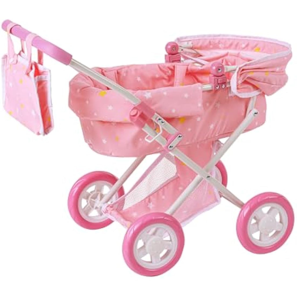 Olivia's Little World 2-in-1 Baby Doll Stroller Pram | Pink Stars