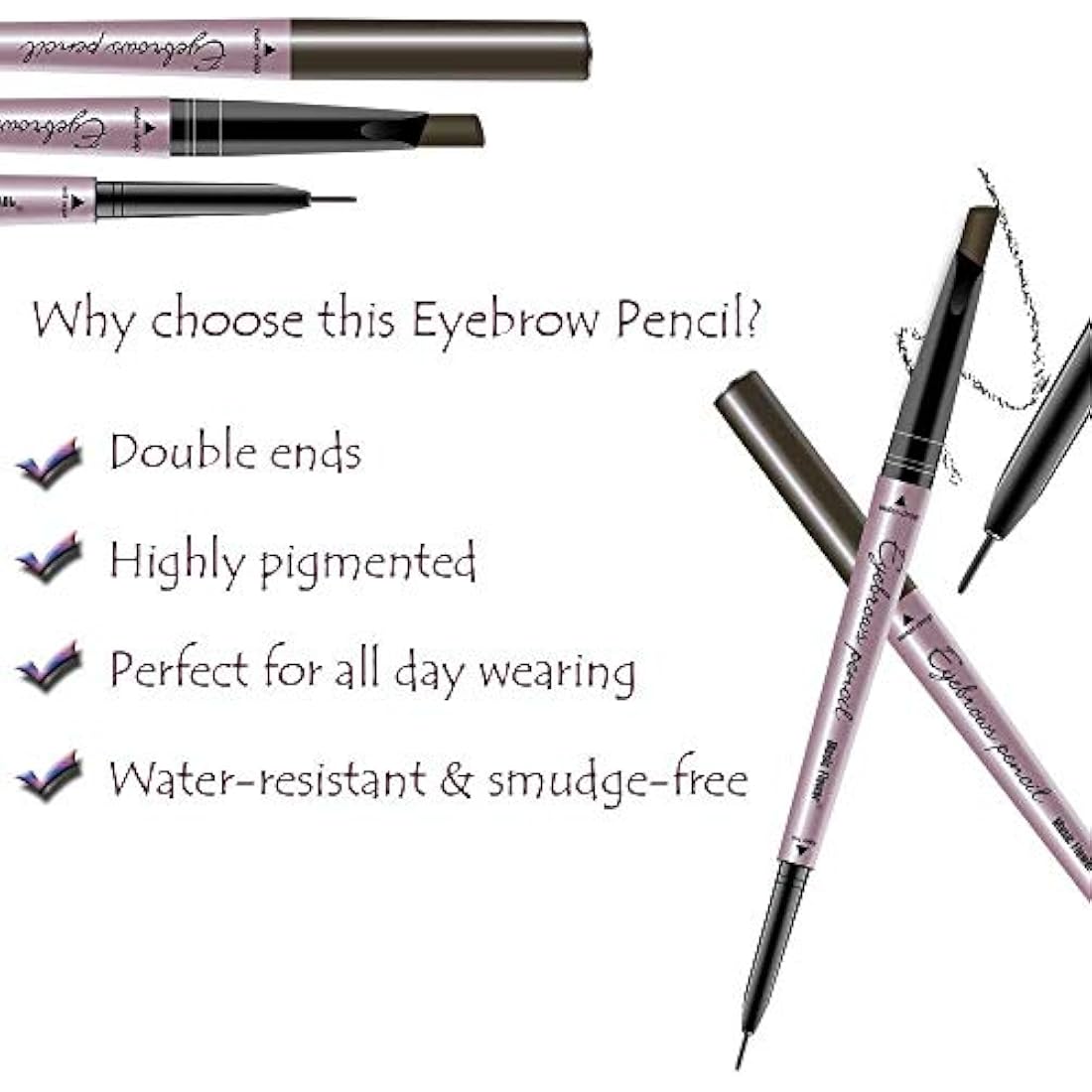 Double Ended Eyebrow Pencil - Waterproof & Retractable