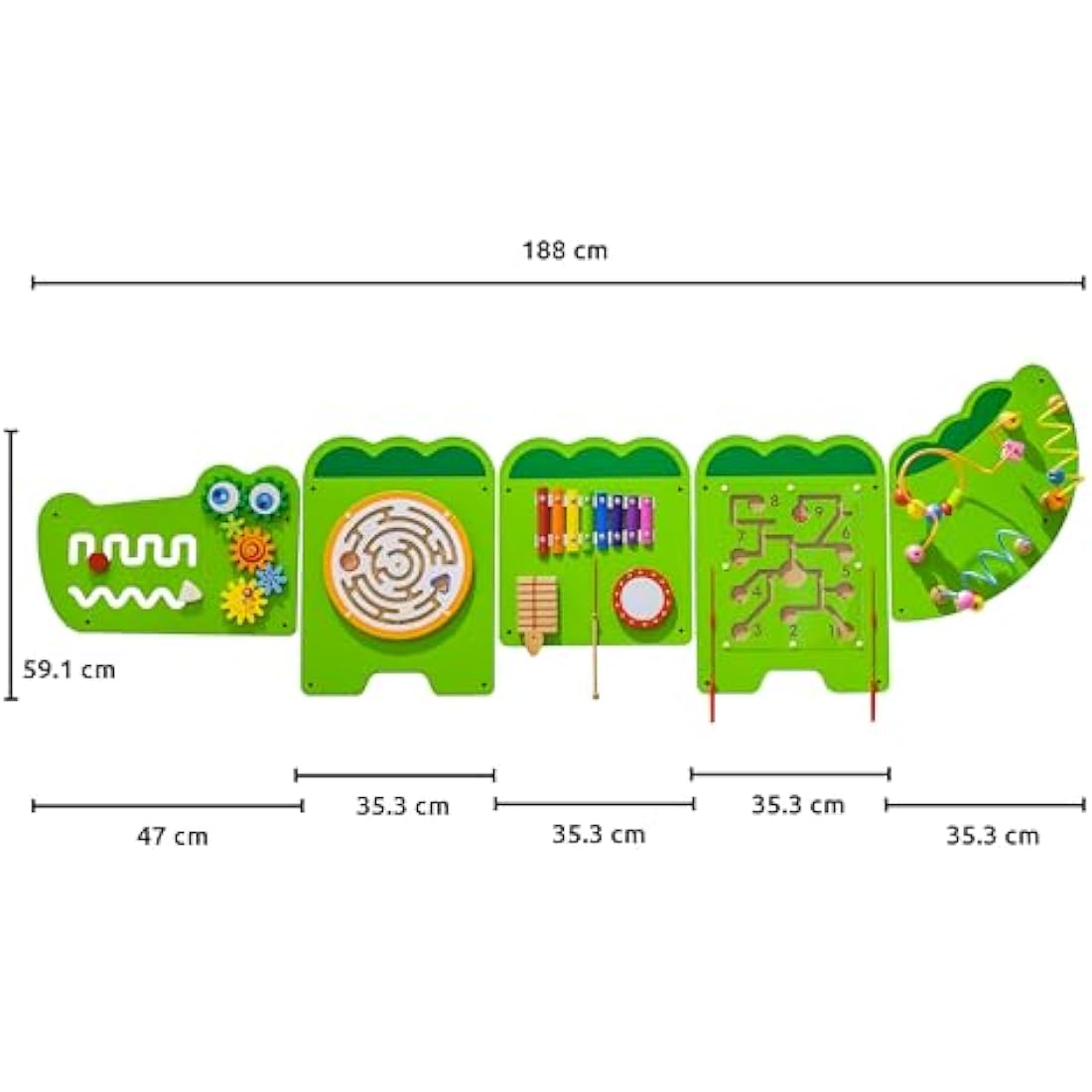 Jolof Store Crocodile Montessori Sensory Wall Toy - 11 Activity Panels