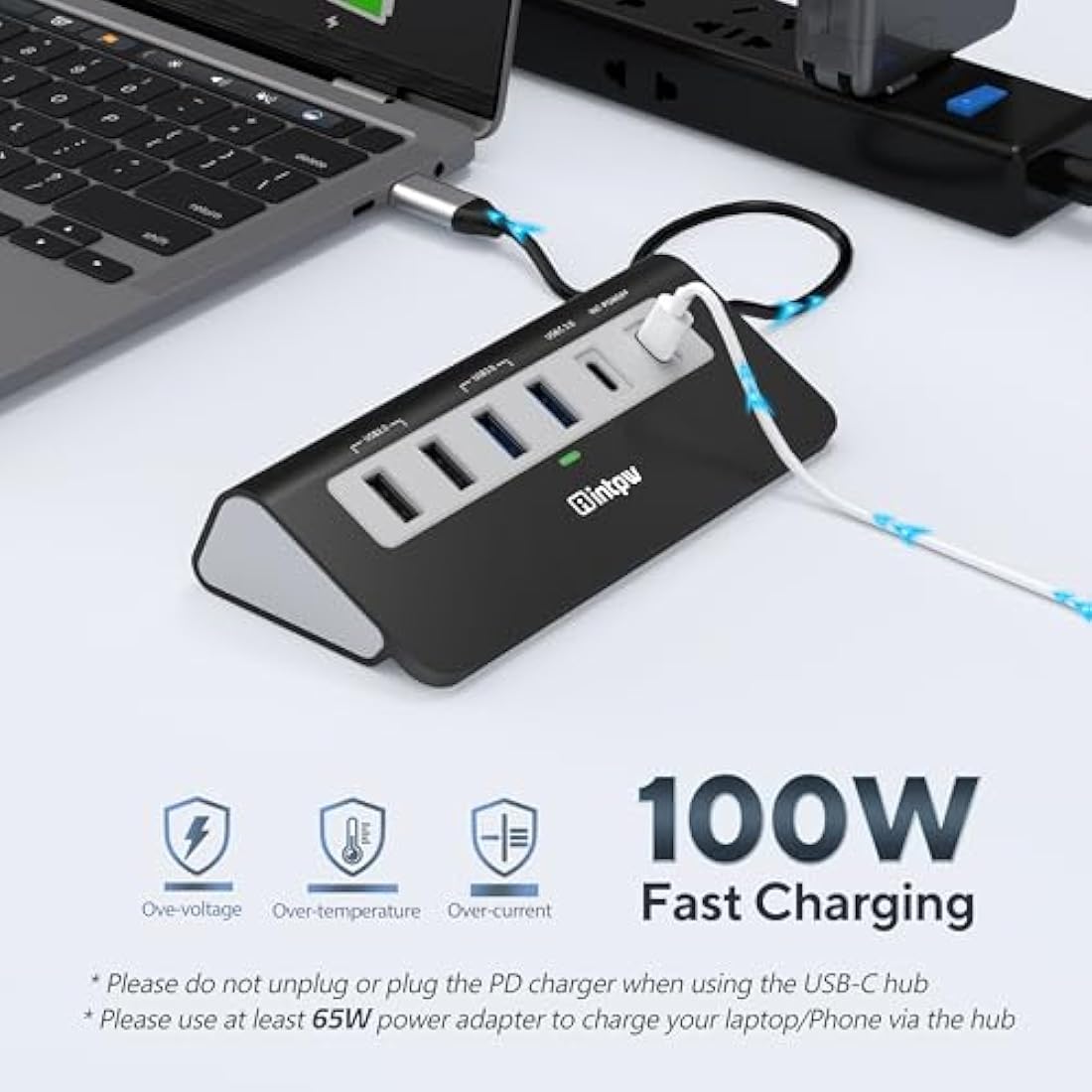 Intpw 9-in-1 USB C Hub – Aluminum Docking Station with 4K HDMI & 100W PD