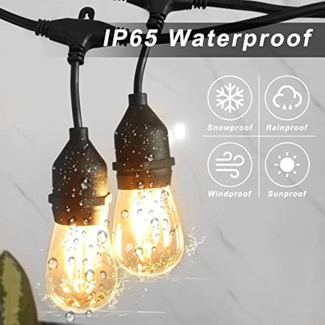 Spacelumen 98FT Outdoor String Lights – 32 S14 LED Bulbs IP65 Waterproof