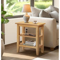 Hallowood Aston Oak Side Table – Slim Wooden Bedside Table with Shelves