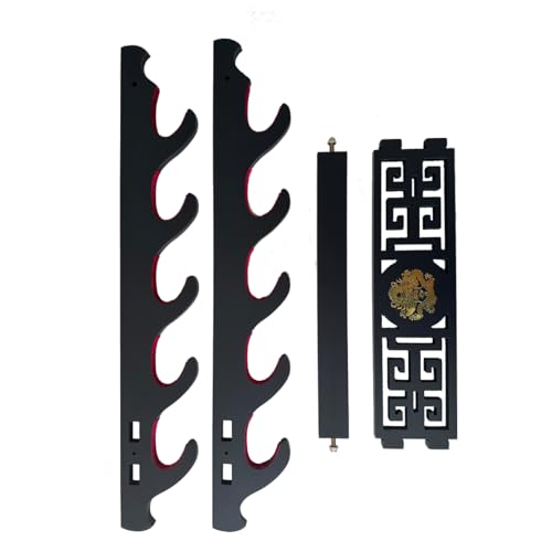 5-Tier Sword Wall Mount | Dragon Pattern Katana Display Stand