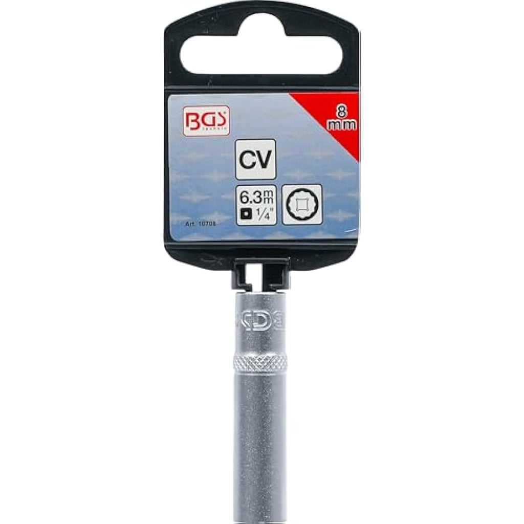 BGS 10708 Deep 12-Point Socket | 8 mm | 6.3 mm (1/4") Drive Tool