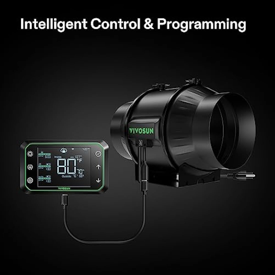 VIVOSUN 150mm Inline Duct Fan with GrowHub E42A WLAN Controller